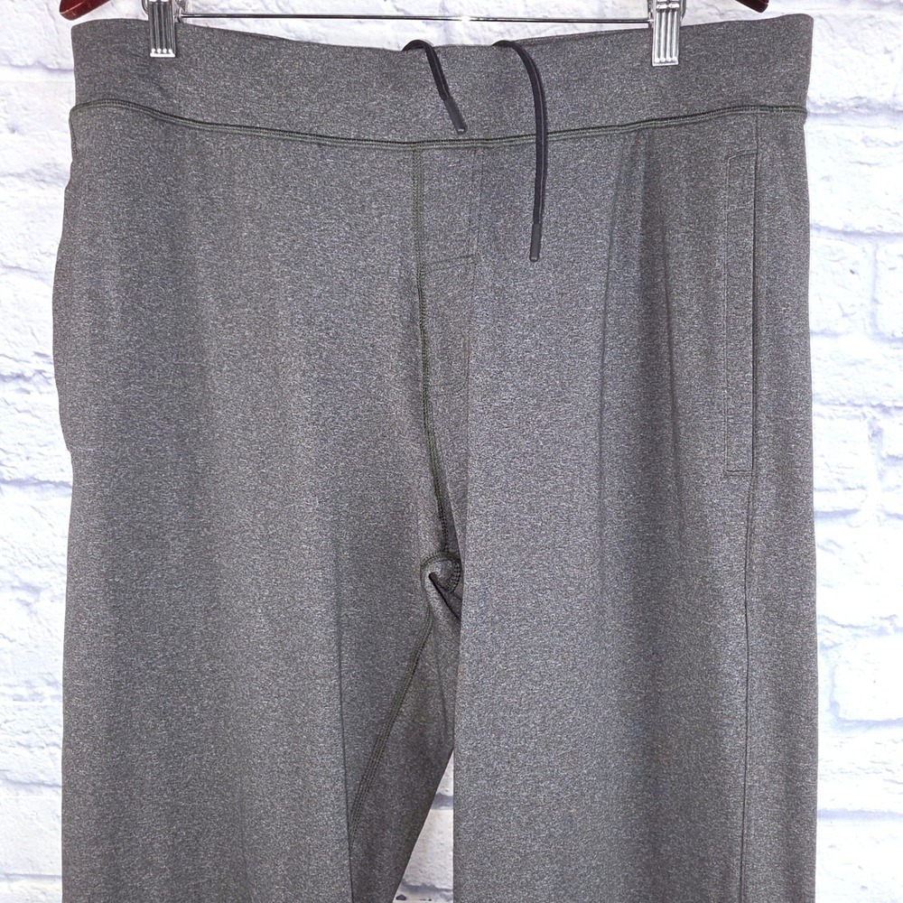 Lululemon Men Gray Heather Straight Kung Fu Flap Sweatpants Drawstring Pants XXL